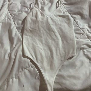 White Ribbed Bodysuit